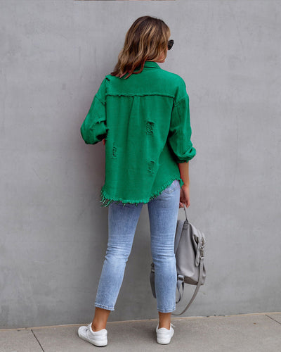 Damska Stylowa Kurtka Jeansowa - Wygodny  Luźny Krój Kolorowa Denim