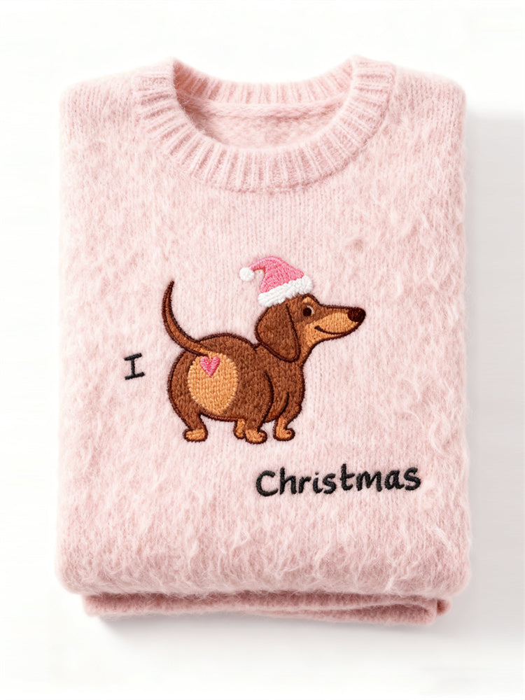 Sweter z Haftem dla Dacha Komfortowy: Kocham Święta