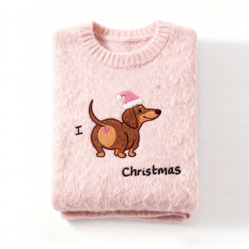 Sweter z Haftem dla Dacha Komfortowy: Kocham Święta