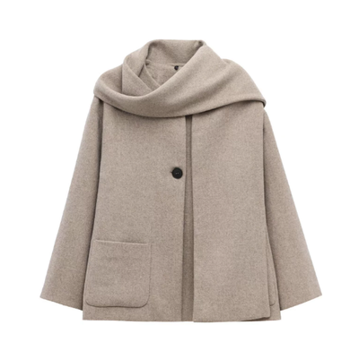 Damski Płaszcz Zimowy - Oversize z Szalowym Kołnierzem